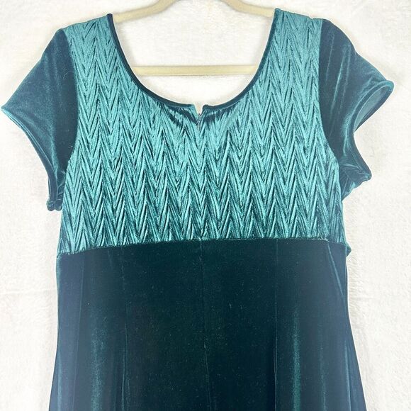 Papell Boutique Evening Velvet Maxi Dress Size 16 Emerald Green Formal Stretch - Picture 4 of 6